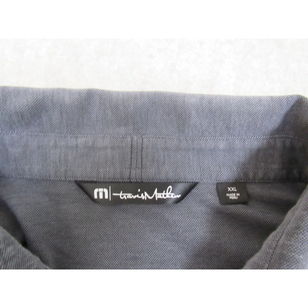 Travis Mathew Zinna‎ Mens XXL Blue Gray Heather Pique Performance Polo Shirt